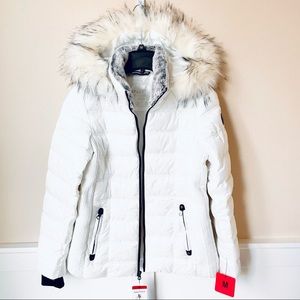Nautica White Puffer Jacket with Faux Fur Hood